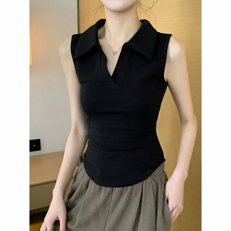 Women's White Sleeveless Polo  - Tank Top Ribbed recensie en prijs