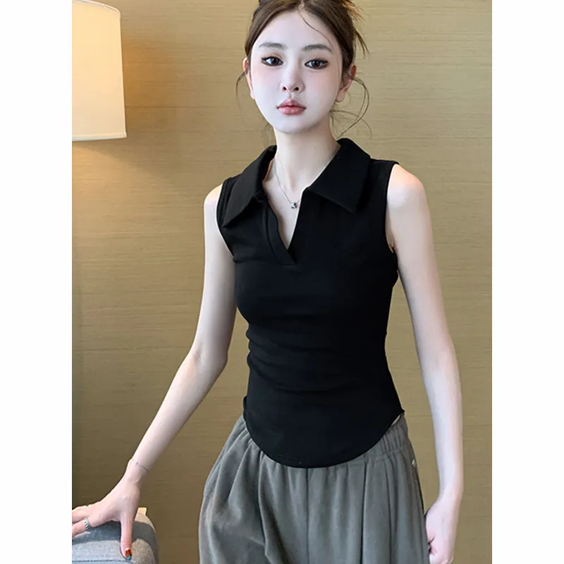 Women's White Sleeveless Polo  - Tank Top Ribbed recensie en prijs